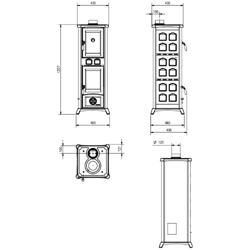 Kaminofen La Nordica Gemma Forno 5.0 - Petra 7,3 kW mit backfach - Brennholz