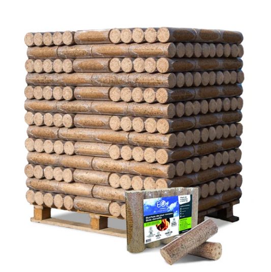 Verdichtete Tagesscheite EO2 Palette mit 104 Packungen mit 5 Scheiten - Brennholz