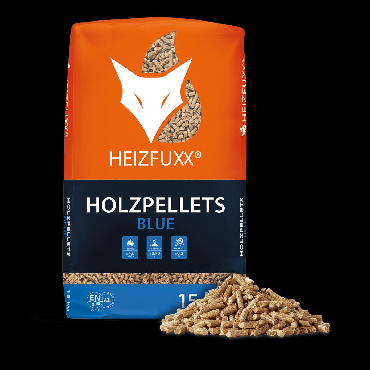 Heizfuxx Holzpellets Blue 15kg x 20 Sack 300kg - Brennholz